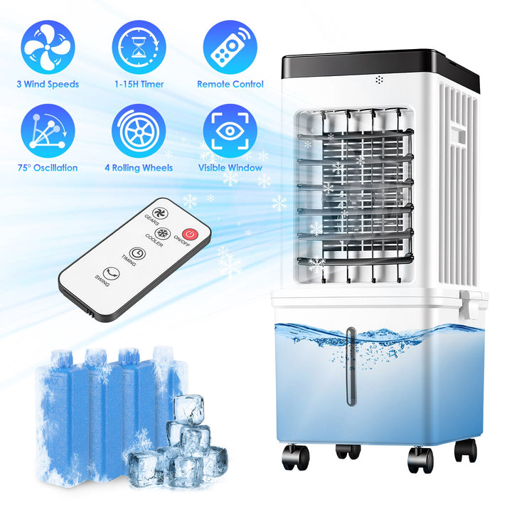12L portable air cooler with water tank and remote control