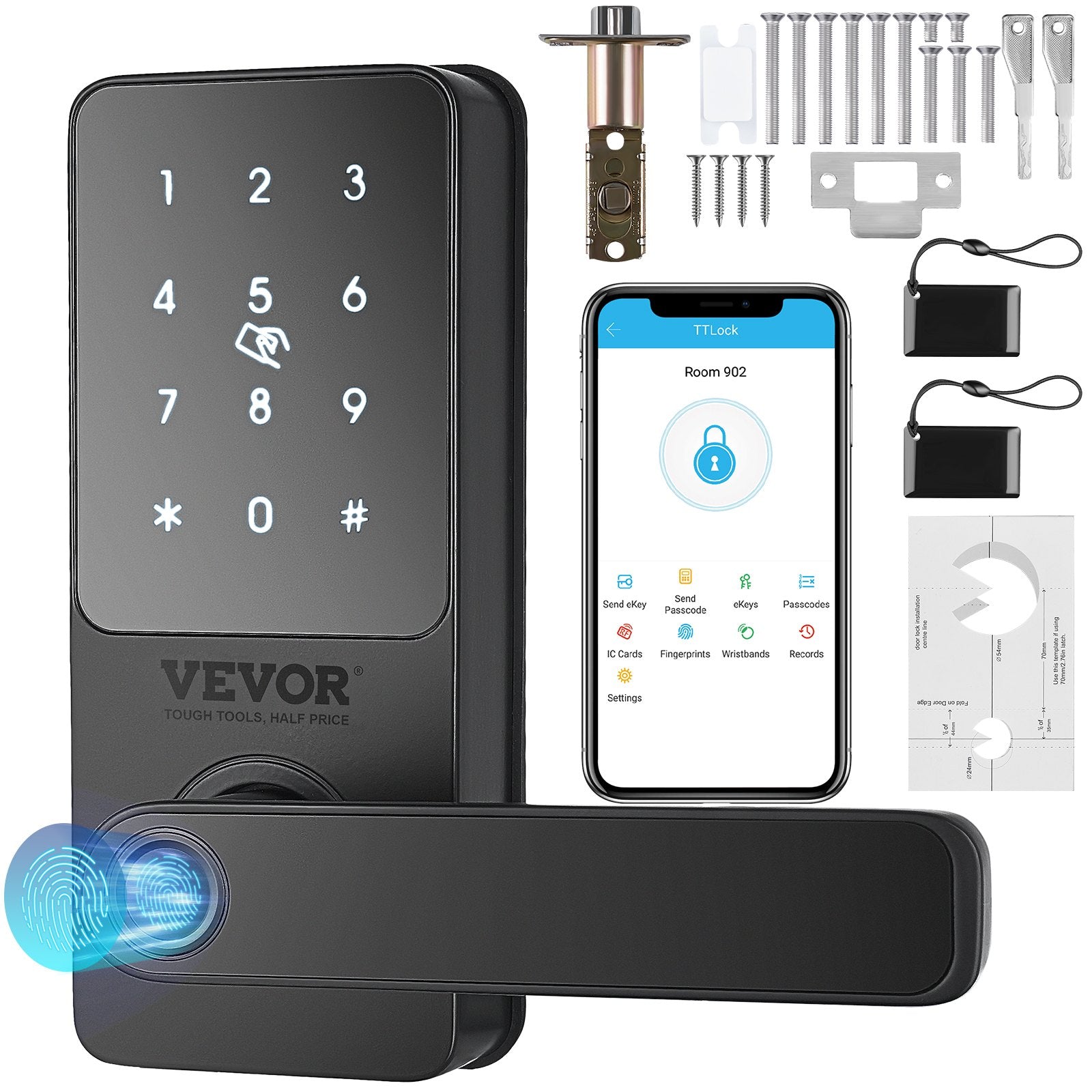 5-in-1 smart door lock with fingerprint and keypad keyless entry