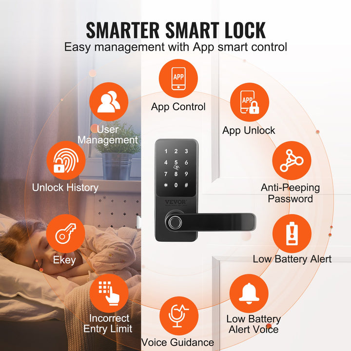 smart door lock with fingerprint and app control