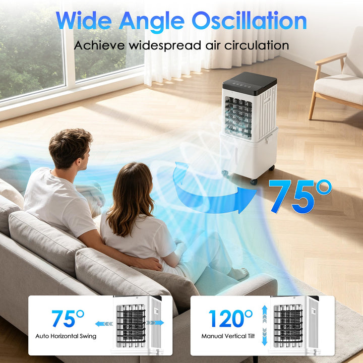 Portable evaporative air cooler for bedroom and home