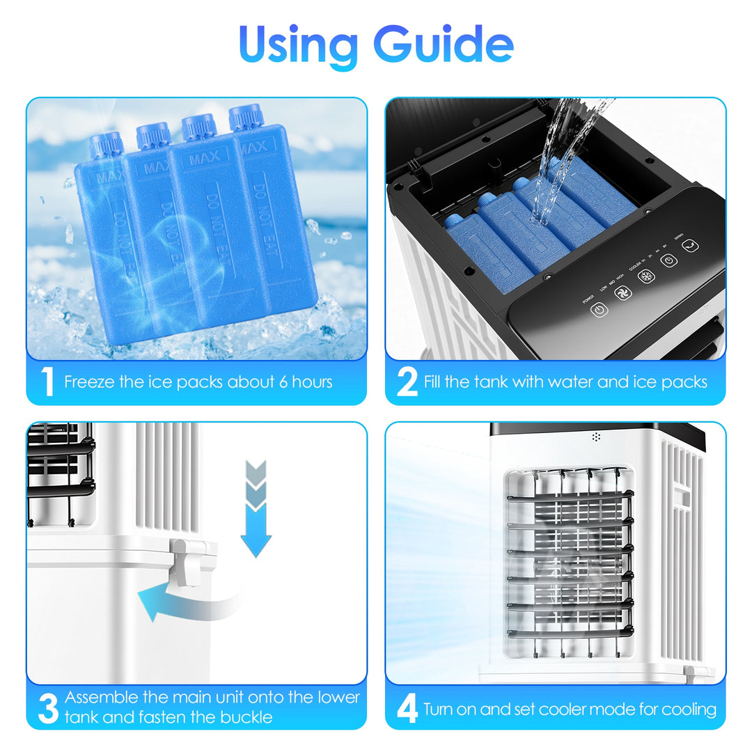 Portable cooling fan with oscillation and 15-hour timer