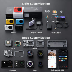 Factory Custom 4K60fps 1080p Action & Sports Camera 30M Underwater Waterproof for Youtube Vlogging 150 Wideangle Motion Videos