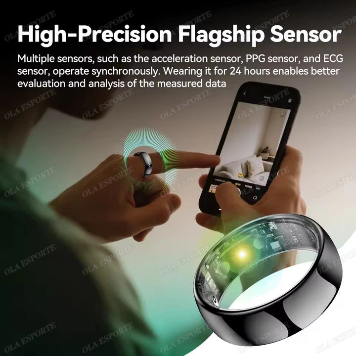 Smart ring with ECG heart rate blood oxygen and temperature monitoring