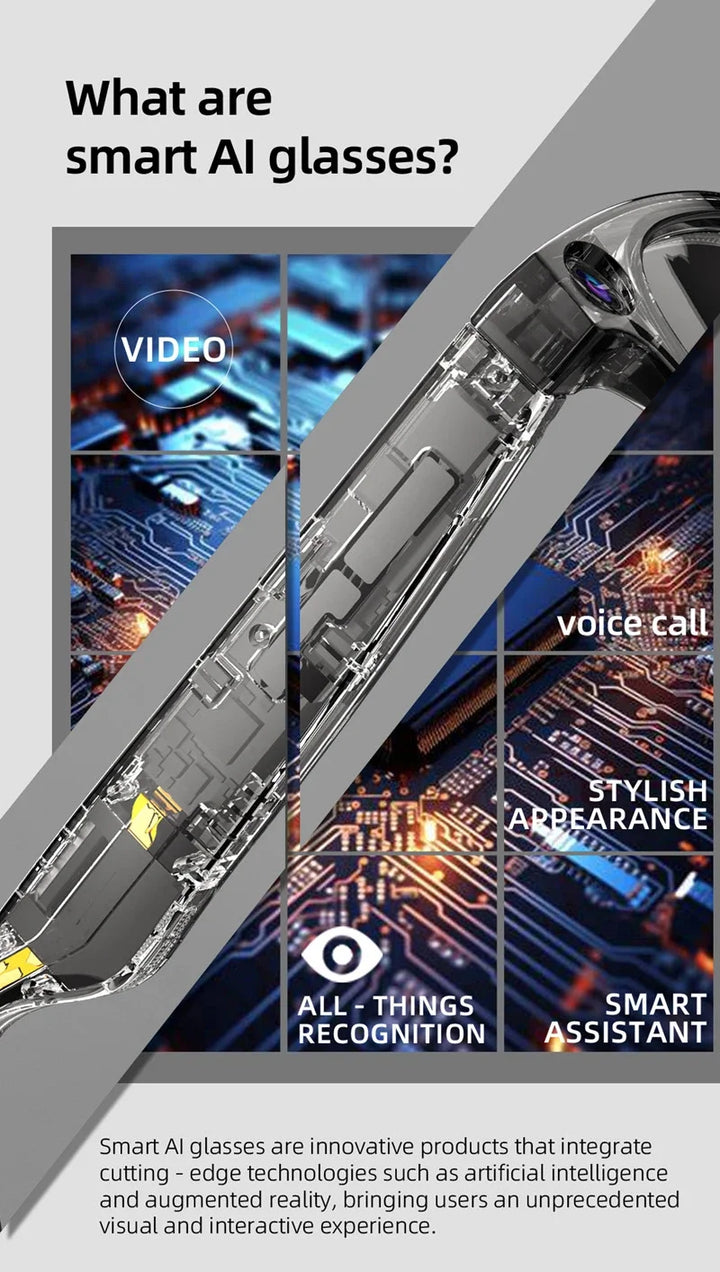 4K AI Smart Glasses with Camera, Voice Assistant &amp; Translation