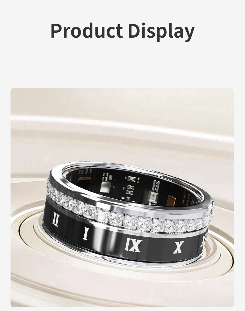 Diamond Inlaid Smart Ring – Health & Fitness Tracker for iPhone/Android