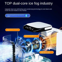 HOMEFISH Air Conditioner Portable Fan Desktop Dual Spray Ultrasonic Atomization 3-Speed Mute Air Cooler Night Light Electric Fan