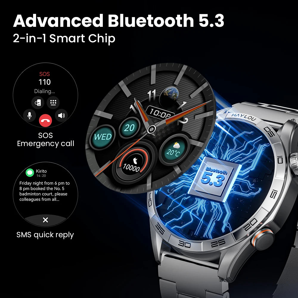 HAYLOU Solar 5 Voice Calling Smartwatch – 1.58" AMOLED, 24H Health Monitor