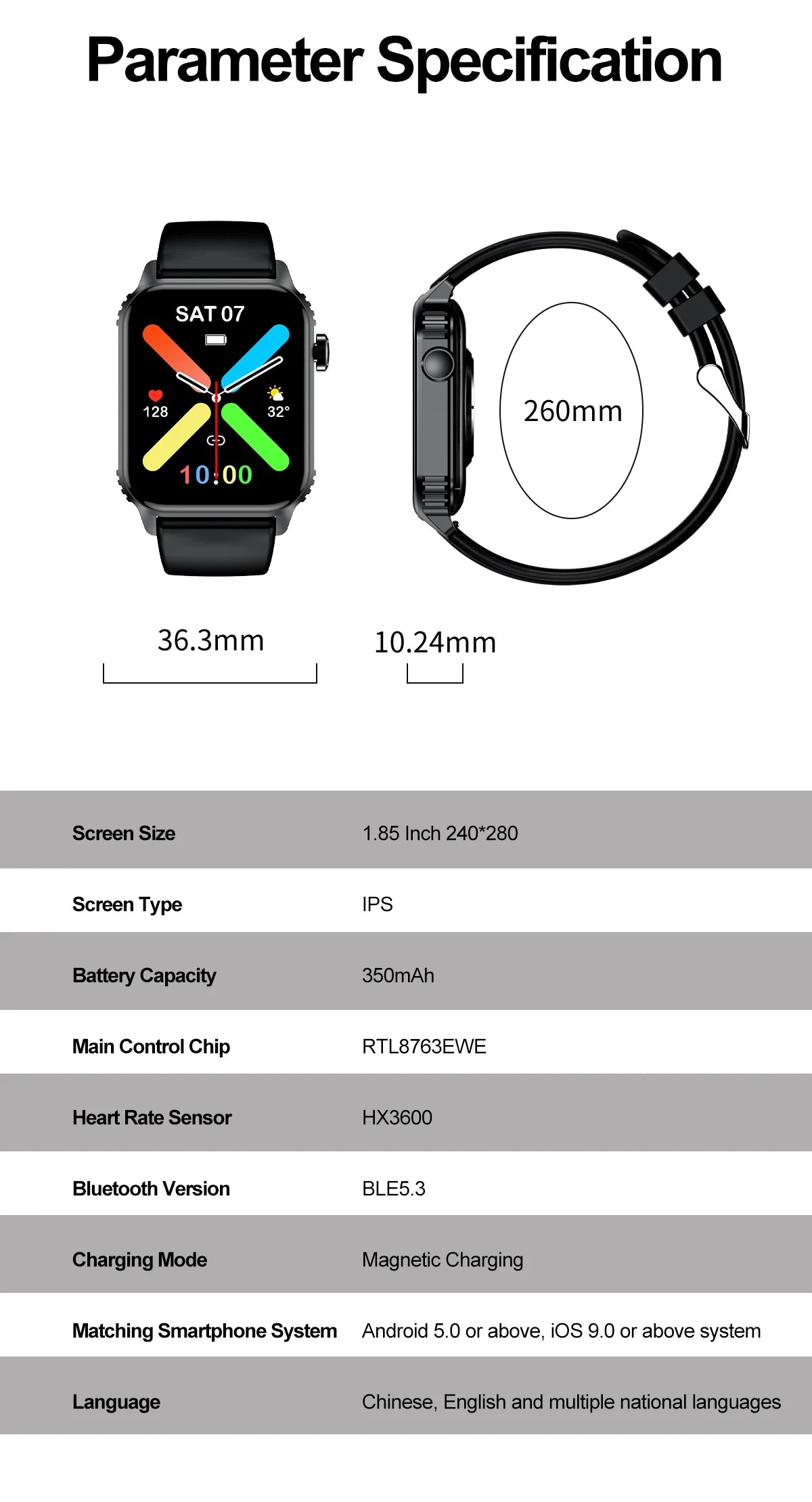 1.85" Waterproof Smartwatch