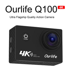 Ourlife 4K Action Camera Ultra HD 16MP WiFi 2.0 inch Screen 170D DVR Webcam Underwater 30M Helmet Video Recording Sport Camera