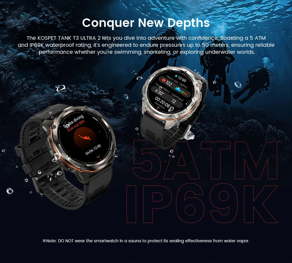 KOSPET TANK T3 Ultra GPS Smartwatch – Compass, Altimeter, Waterproof