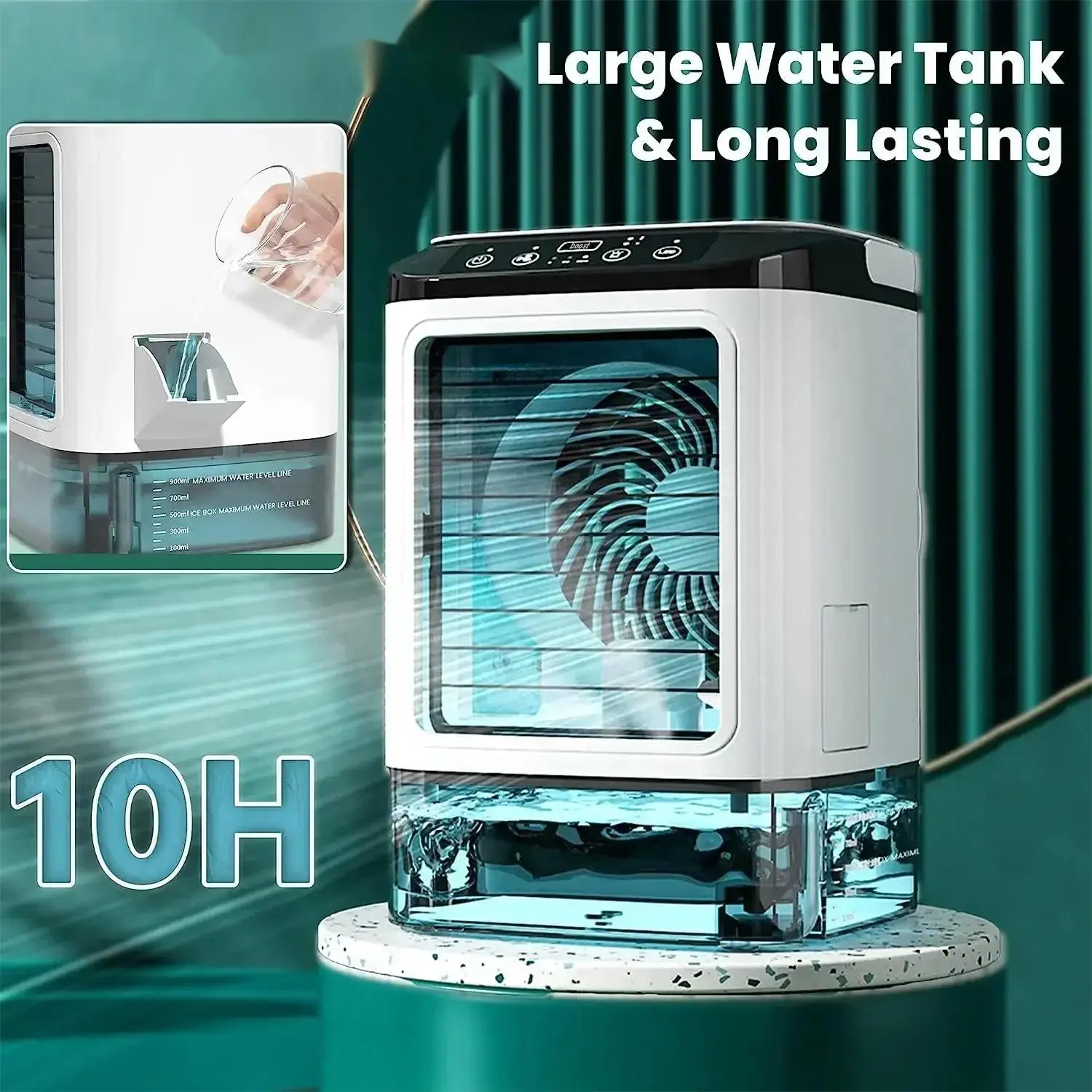 Portable Desktop Air Cooler Fan with Dual Spray & Night Light – 3-Speed Quiet Mist Fan for Home