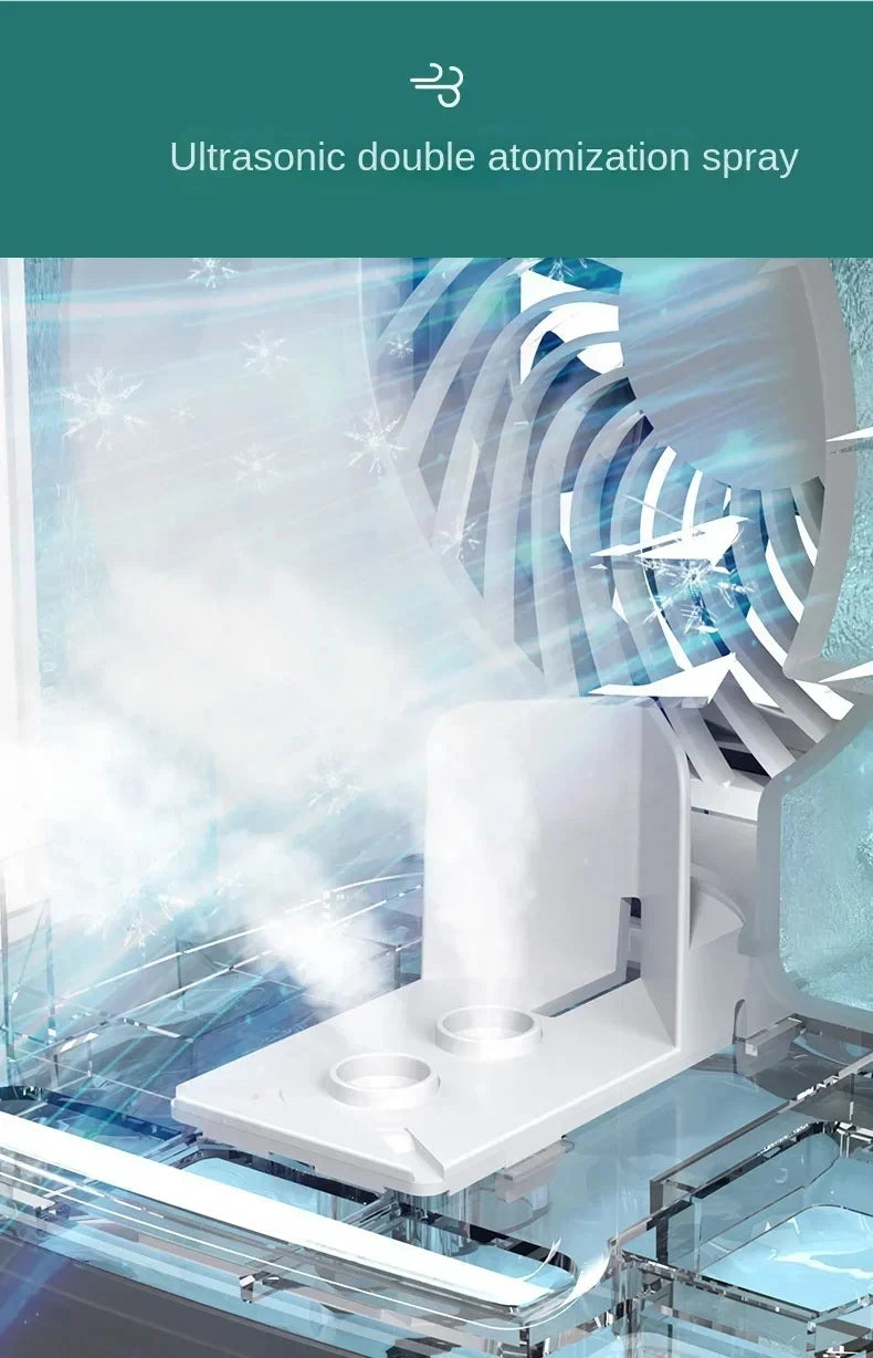 Portable Desktop Air Cooler Fan with Dual Spray & Night Light – 3-Speed Quiet Mist Fan for Home