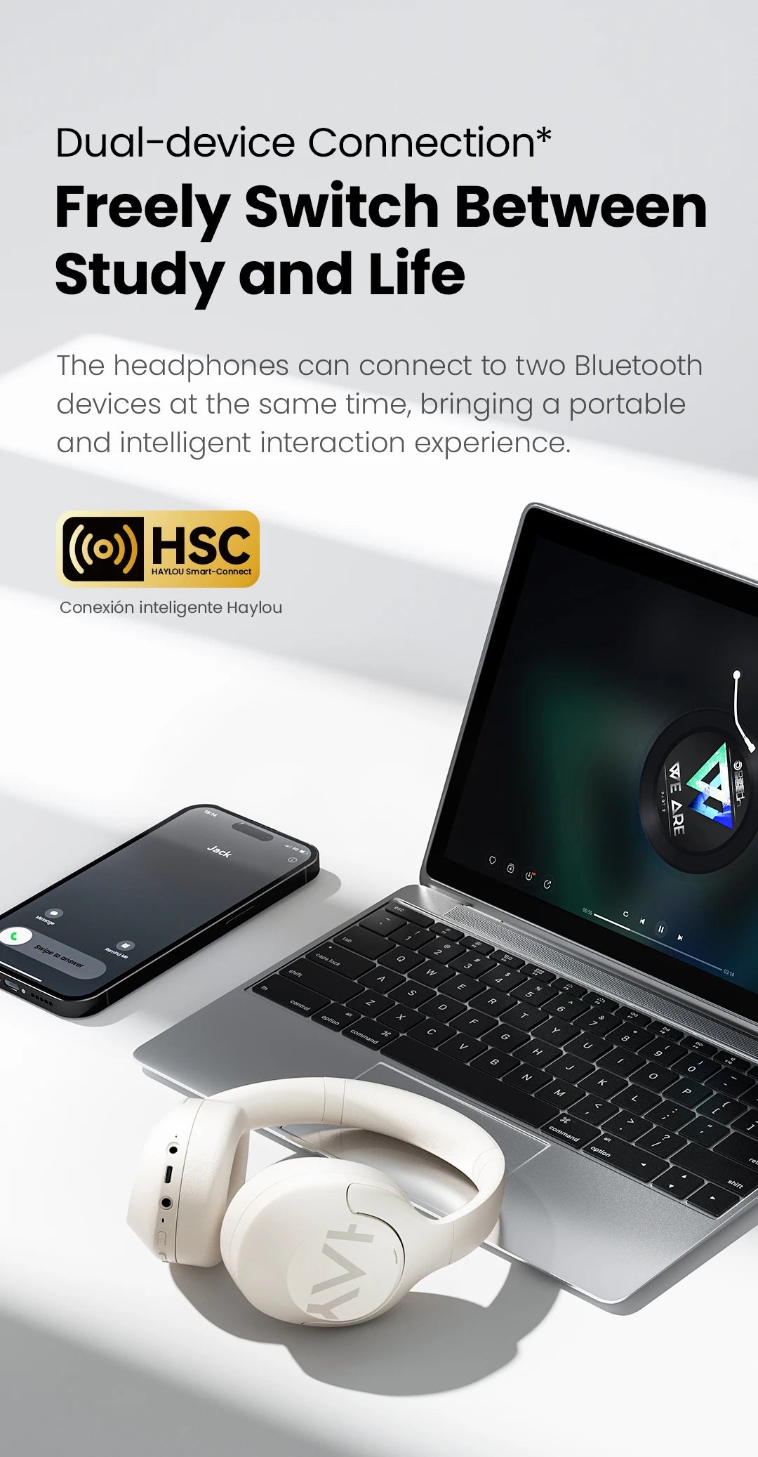 HAYLOU S30 Wireless Bluetooth 5.4 Headphones with ANC & 80H Playtime