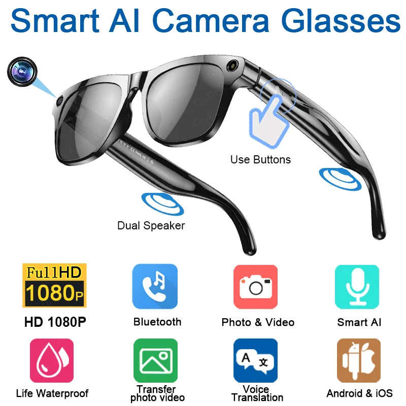 4K AI Smart Glasses with Voice Assistant & 100MP Camera
