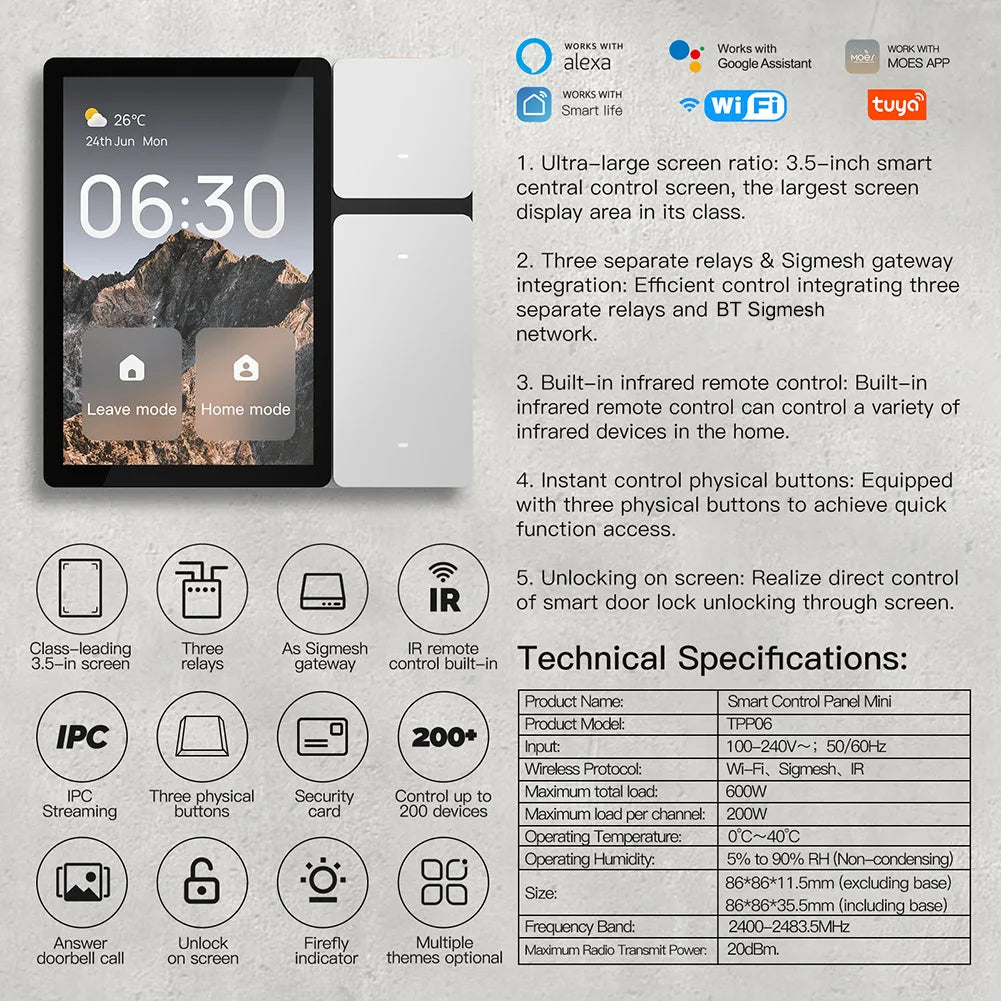 Tuya WiFi Smart Touchscreen Control Panel