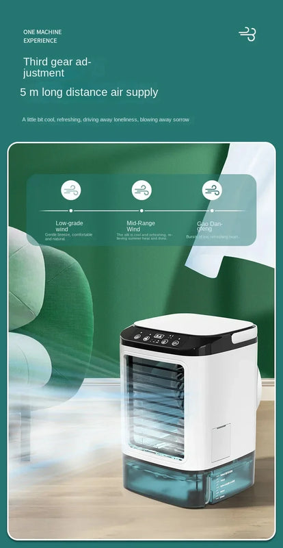 HOMEFISH Air Conditioner Portable Fan Desktop Dual Spray Ultrasonic Atomization 3-Speed Mute Air Cooler Night Light Electric Fan
