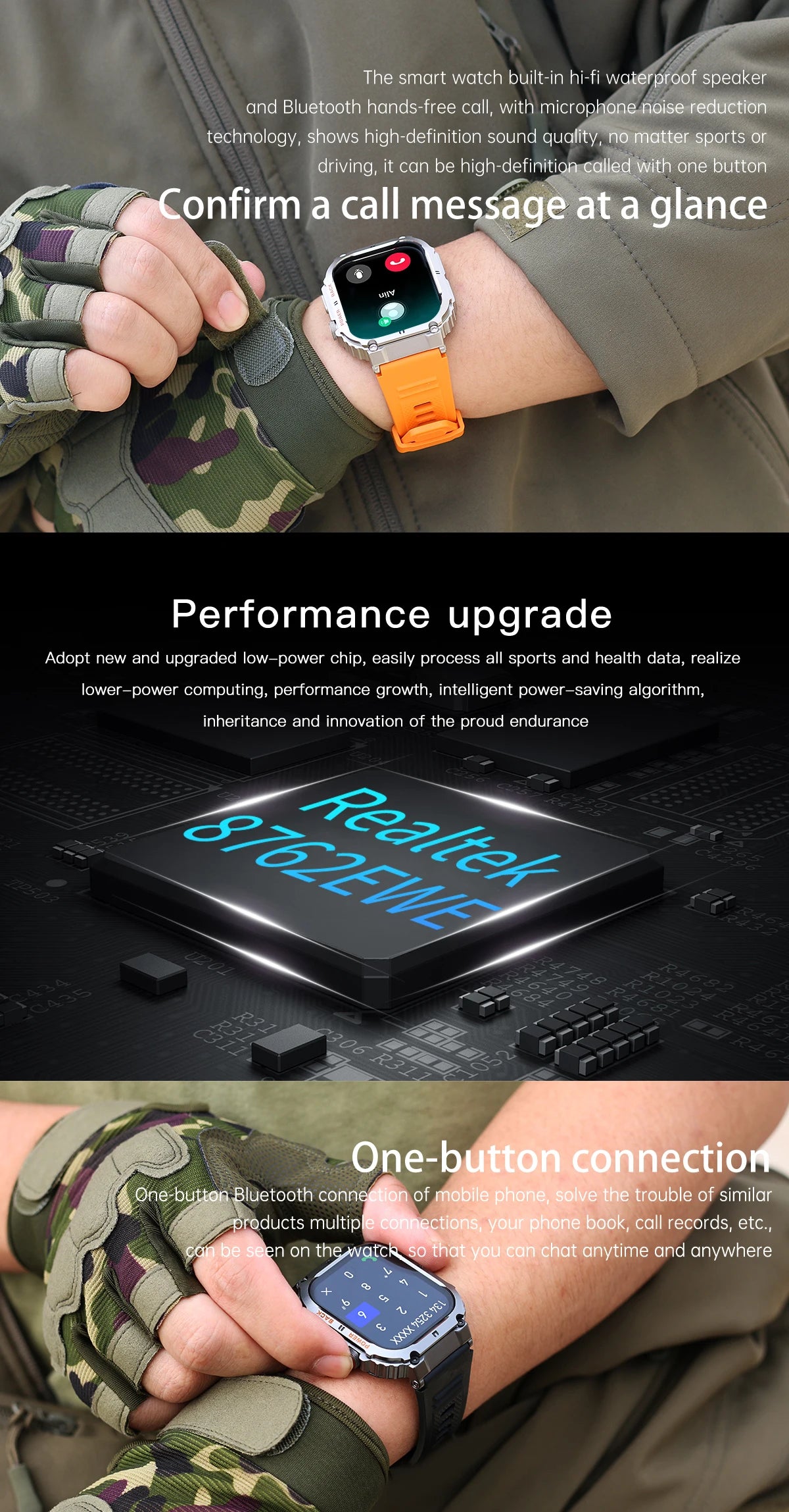 LIGE Outdoor Sports Fitness Smartwatch for Men