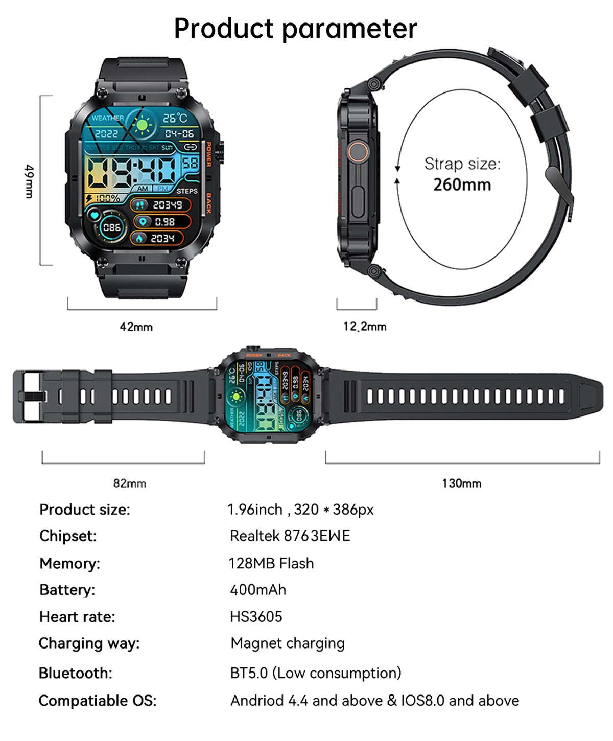 LIGE Outdoor Sports Fitness Smartwatch for Men