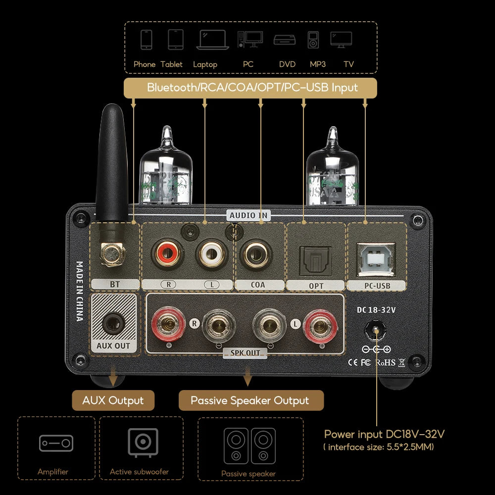 AIYIMA T9 Pro Stereo Vacuum Tube Amplifier