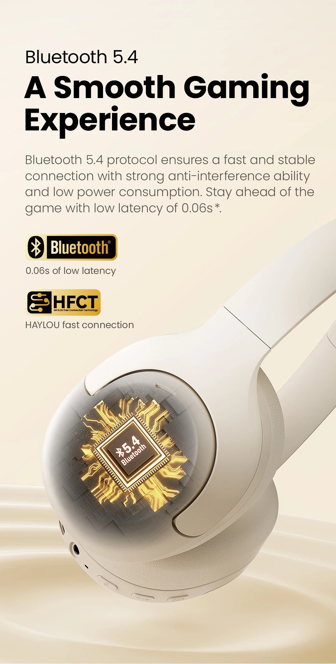 HAYLOU S30 Wireless Bluetooth 5.4 Headphones with ANC & 80H Playtime