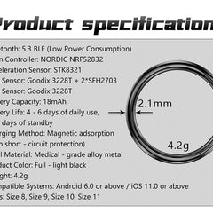 ECG Health Smart Ring – Heart, Blood Oxygen, Sleep Monitor, 5ATM Waterproof
