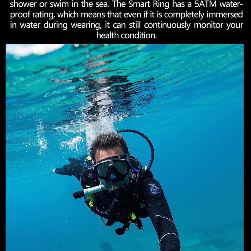 ECG Health Smart Ring – Heart, Blood Oxygen, Sleep Monitor, 5ATM Waterproof