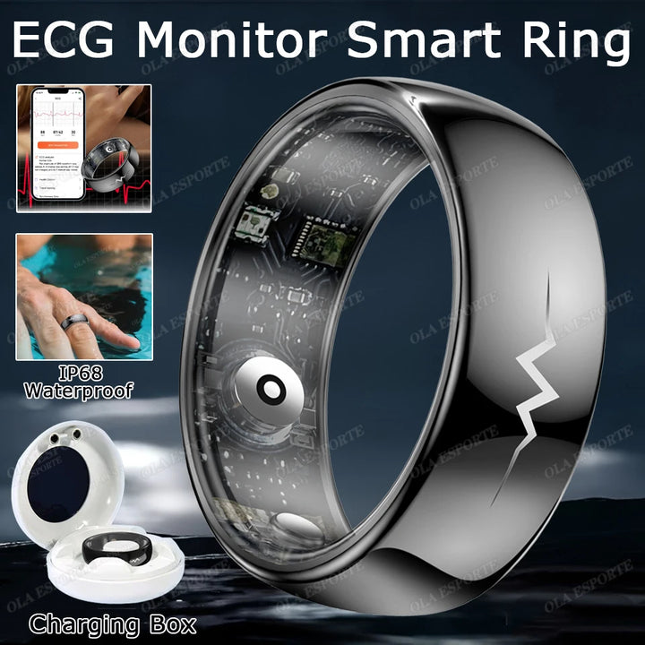 ECG Health Monitoring Smart Ring with Heart Rate &amp; SpO2