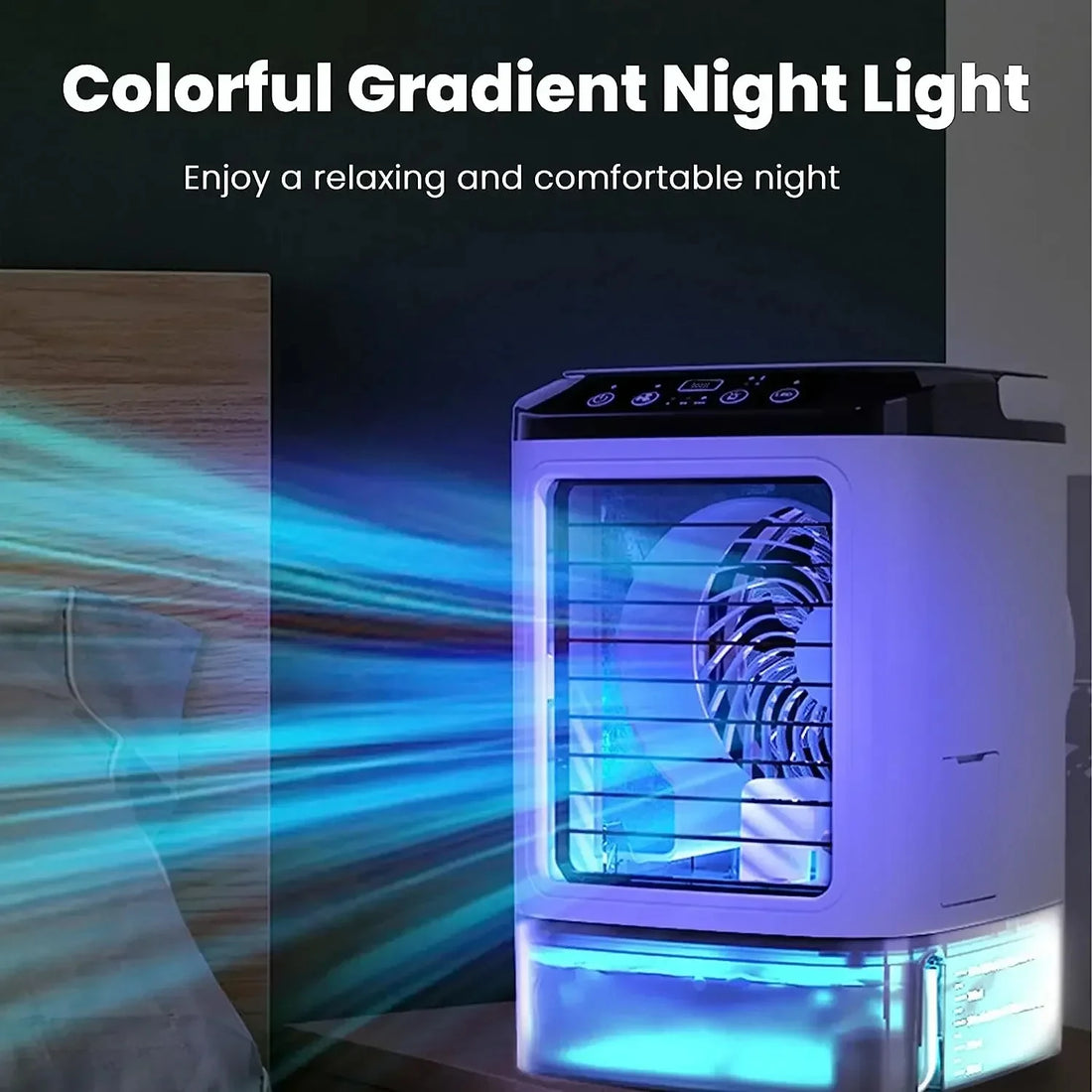 Portable Desktop Air Cooler Fan with Dual Spray & Night Light – 3-Speed Quiet Mist Fan for Home