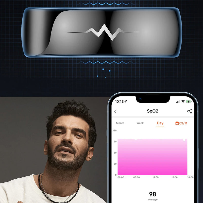 ECG Health Smart Ring – Heart, Blood Oxygen, Sleep Monitor, 5ATM Waterproof