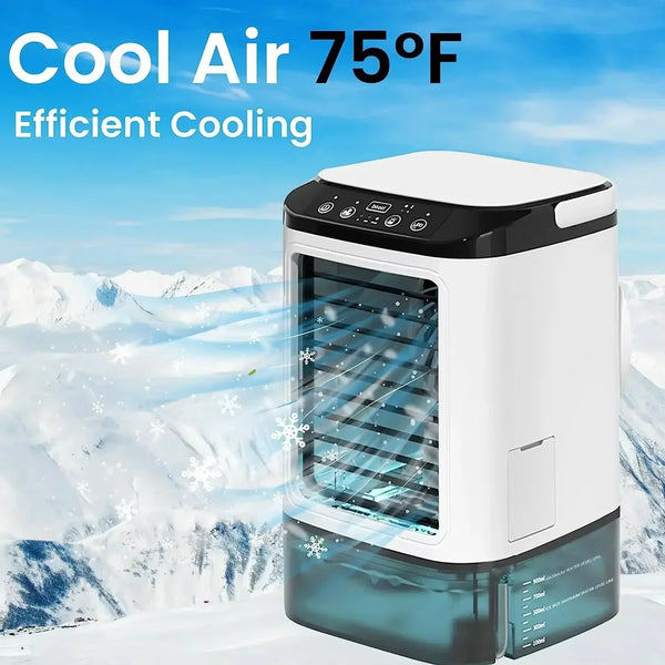 HOMEFISH Air Conditioner Portable Fan Desktop Dual Spray Ultrasonic Atomization 3-Speed Mute Air Cooler Night Light Electric Fan