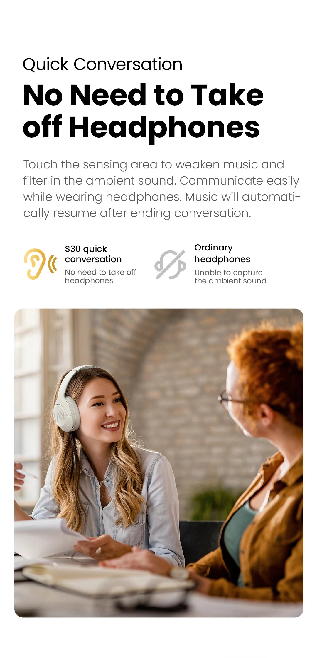 HAYLOU S30 Wireless Bluetooth 5.4 Headphones with ANC & 80H Playtime