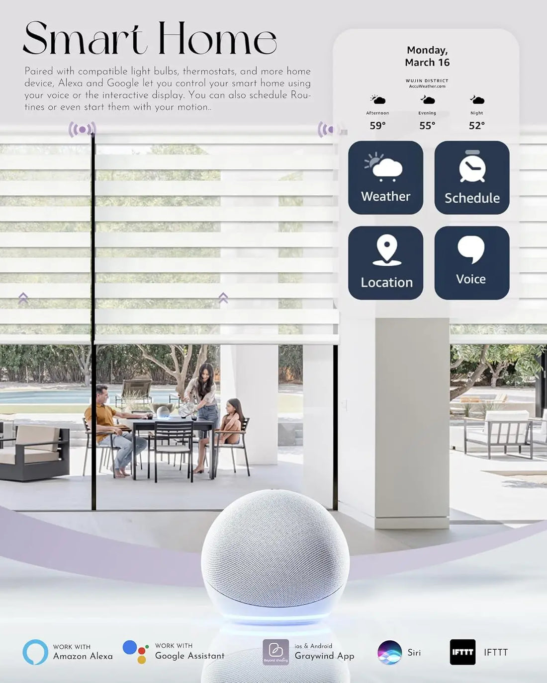 Motorized Zebra Blinds WiFi Smart Control
