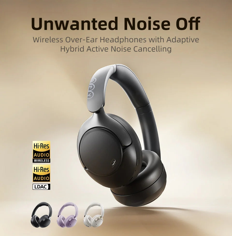 QCY H3 Pro ANC Wireless Headphones – 50dB Noise Canceling, Hi-Res Audio
