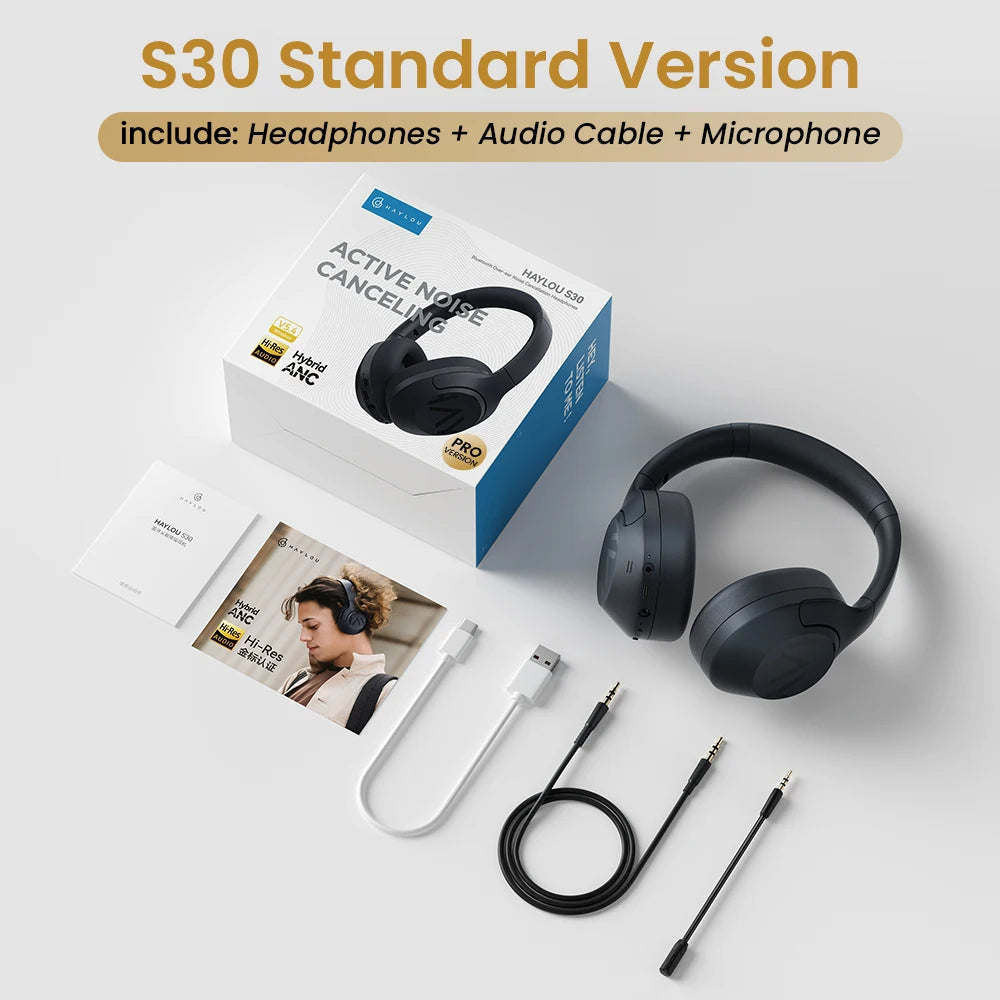 HAYLOU S30 Wireless Bluetooth 5.4 Headphones with ANC & 80H Playtime