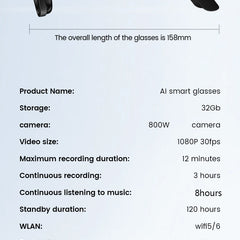 KUMI Meta V1 Smart Glasses Polarized Sunglasses Bluetooth glasses IPX4 Waterproof Open Ear Headphones AI Voice Assistant
