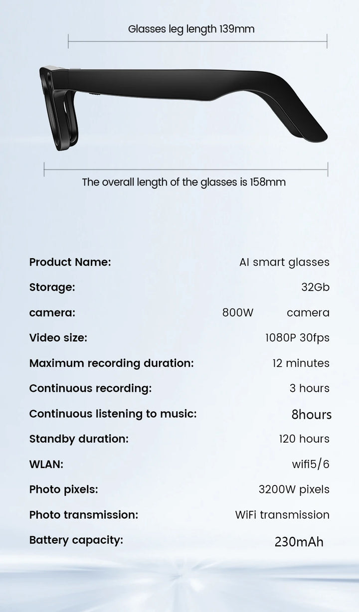 KUMI AI Smart Glasses – Polarized Bluetooth Sunglasses