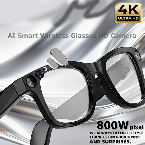 4K 800W pixel Smart AI Glasses Shooting Camera Photo Video Voice Assistant Call Translation Waterproof Bluetooth Glasses