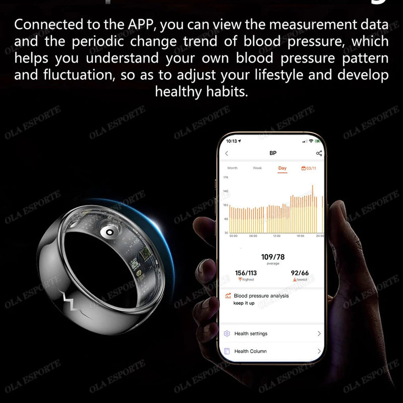 New ECG Monitor Smart Ring 2025 Heart Rate Blood Oxygen Health Monitoring Multi-sport Mode Temperature 3ATM Waterproof Smartring