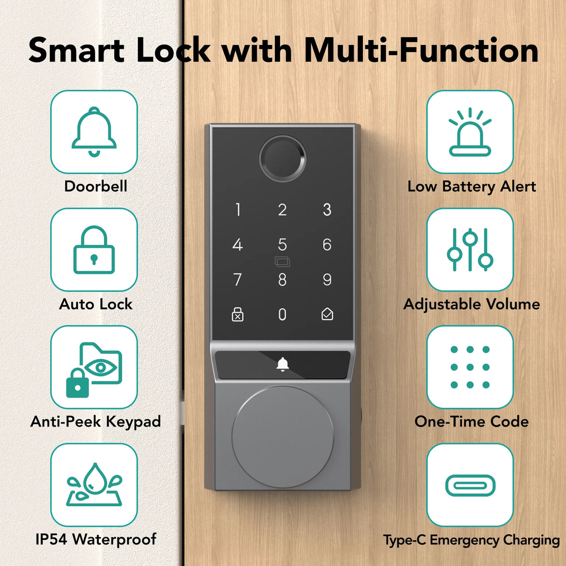Smart Fingerprint Door Lock with Doorbell
