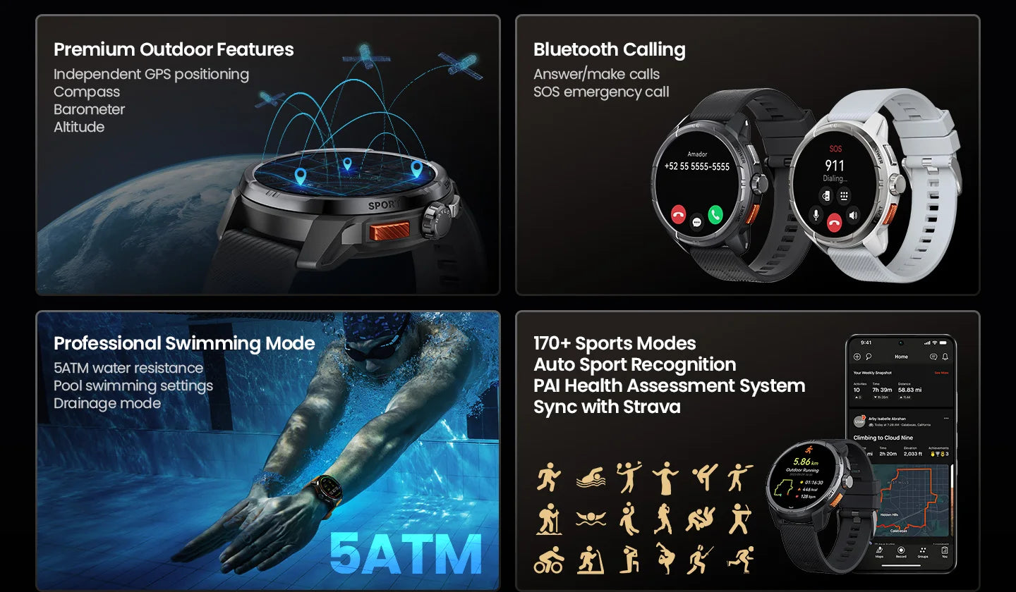 HAYLOU Solar Ultra GPS Smartwatch – 1.6” AMOLED, Bluetooth Calls, 5ATM