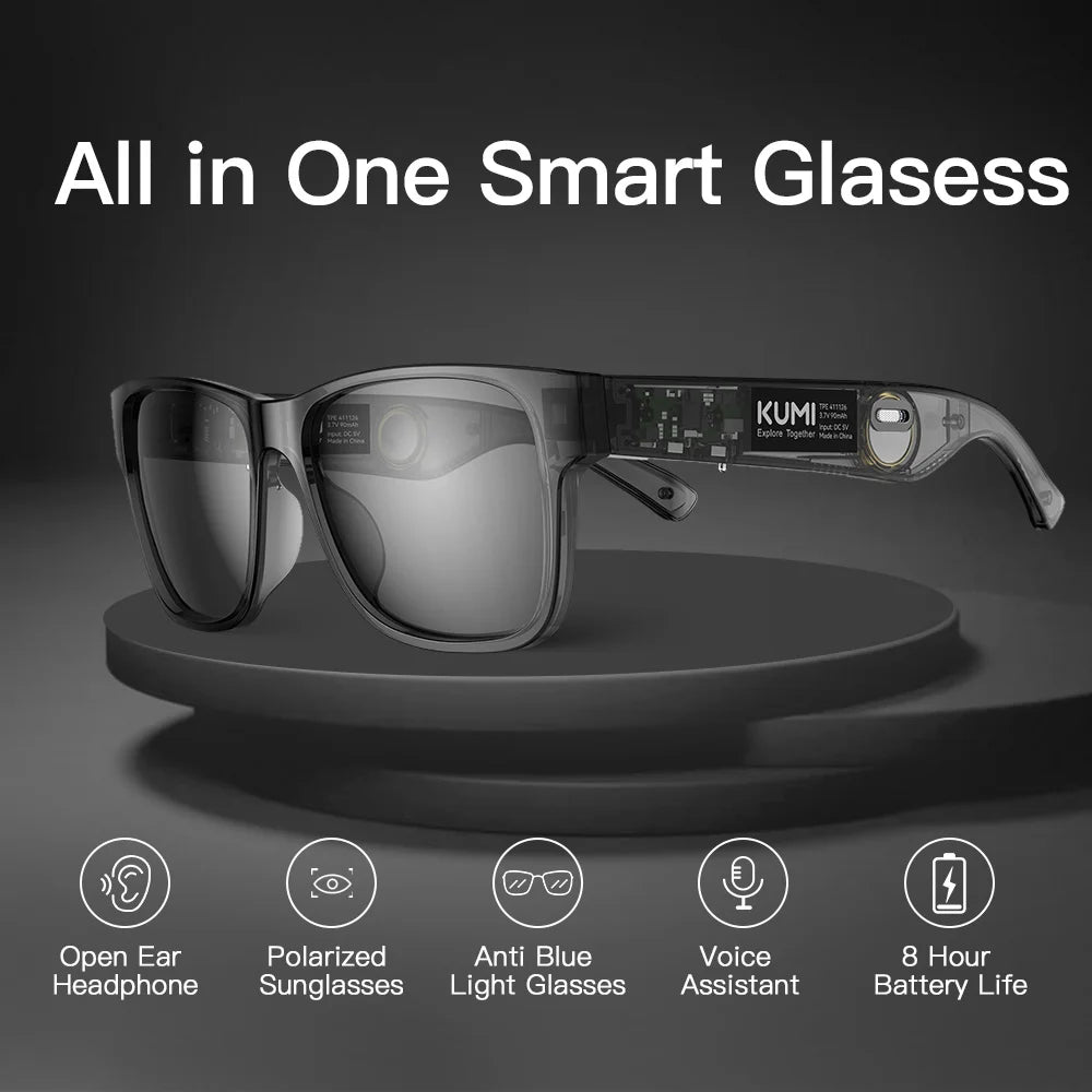 KUMI Meta V1 Smart Bluetooth Sunglasses with AI & Open-Ear Audio