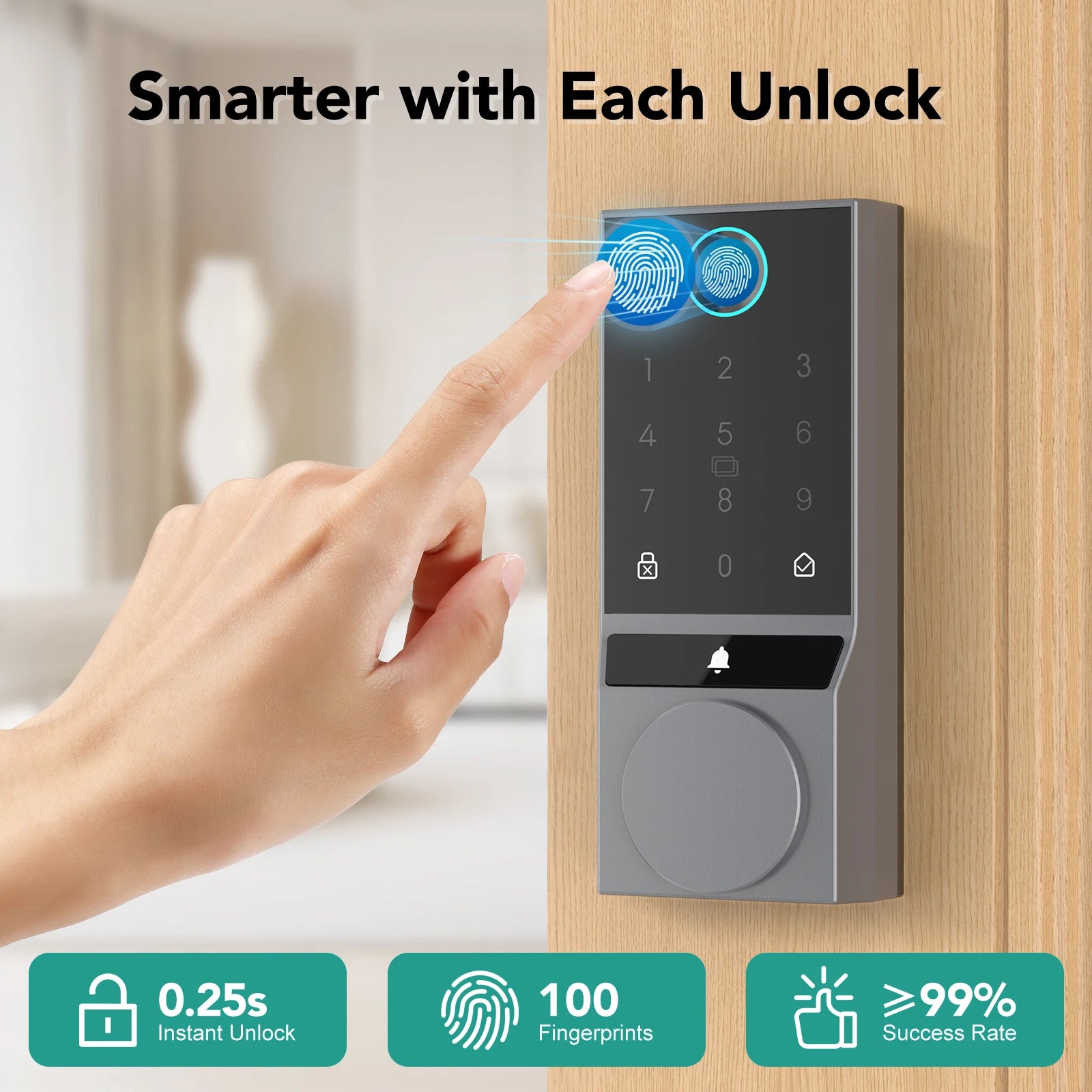 Smart Fingerprint Door Lock with Doorbell