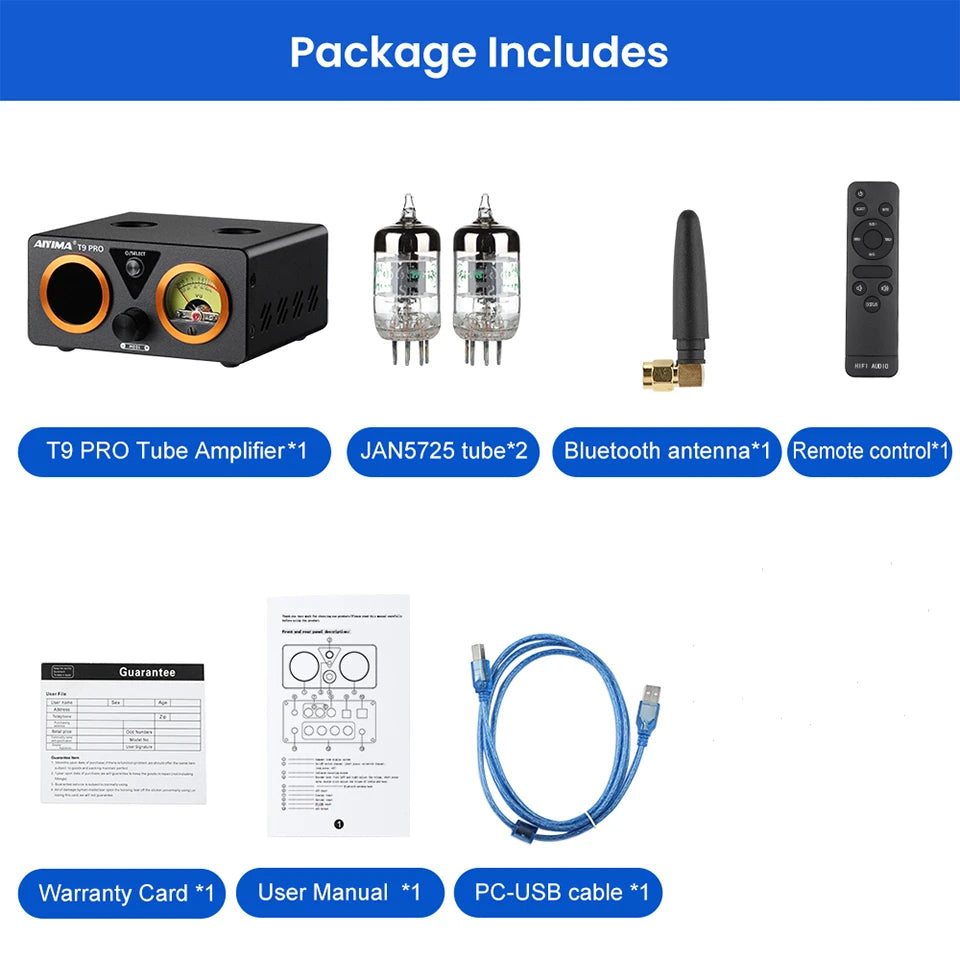 AIYIMA T9 Pro Stereo Vacuum Tube Amplifier