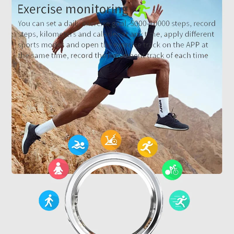 Diamond Inlaid Smart Ring – Health & Fitness Tracker for iPhone/Android