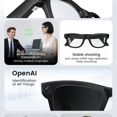 KUMI Meta V1 Smart Glasses Polarized Sunglasses Bluetooth glasses IPX4 Waterproof Open Ear Headphones AI Voice Assistant