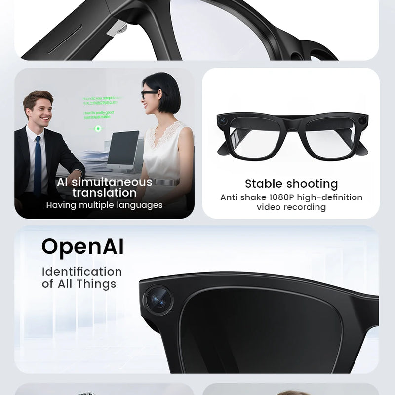 KUMI Meta V1 Smart Glasses Polarized Sunglasses Bluetooth glasses IPX4 Waterproof Open Ear Headphones AI Voice Assistant