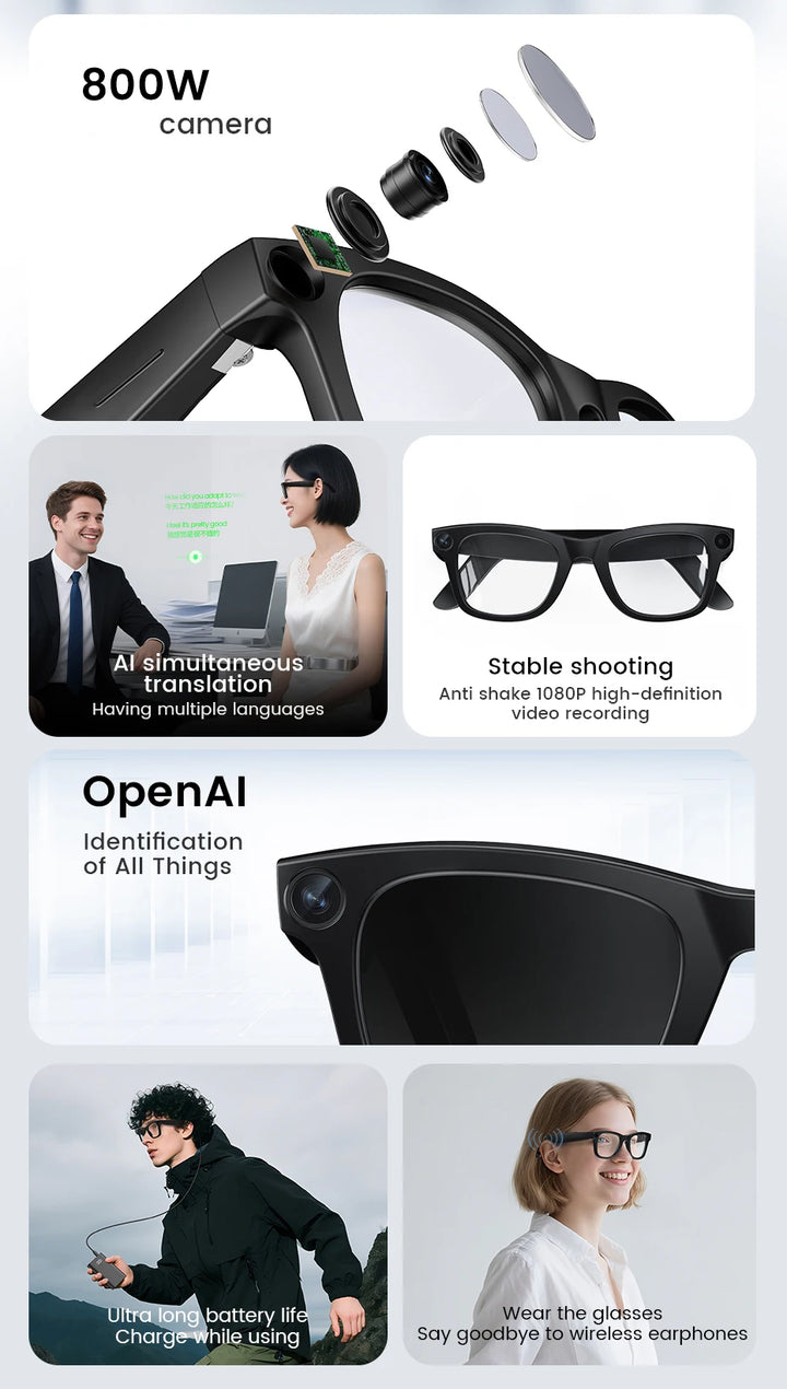 KUMI AI Smart Glasses – Polarized Bluetooth Sunglasses