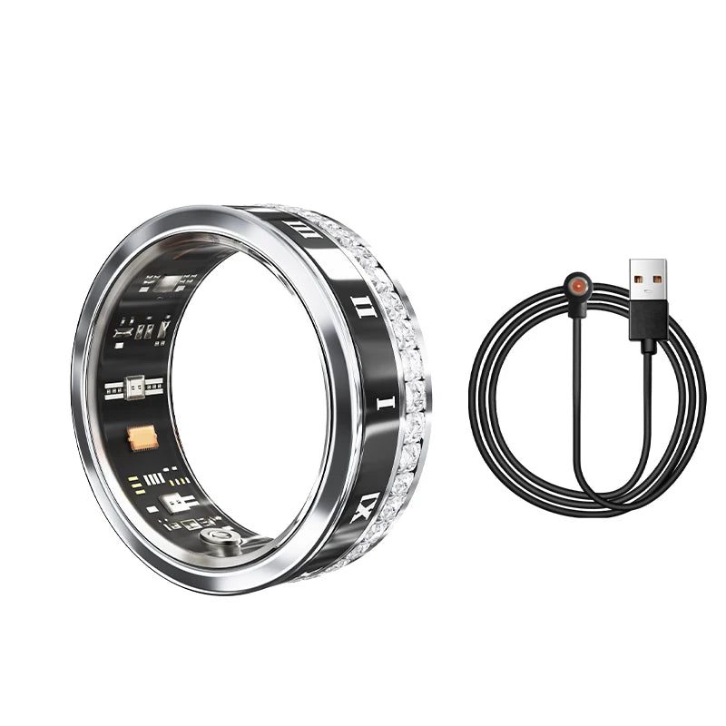 Diamond Inlaid Smart Ring – Health & Fitness Tracker for iPhone/Android