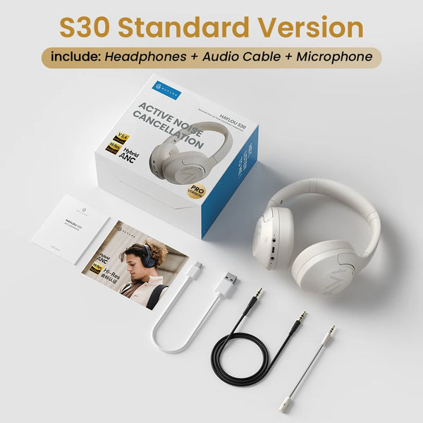 HAYLOU S30 Wireless Bluetooth 5.4 Headphones with ANC & 80H Playtime