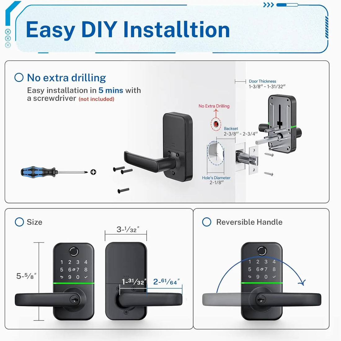 Smart Door Lock with Fingerprint Handle